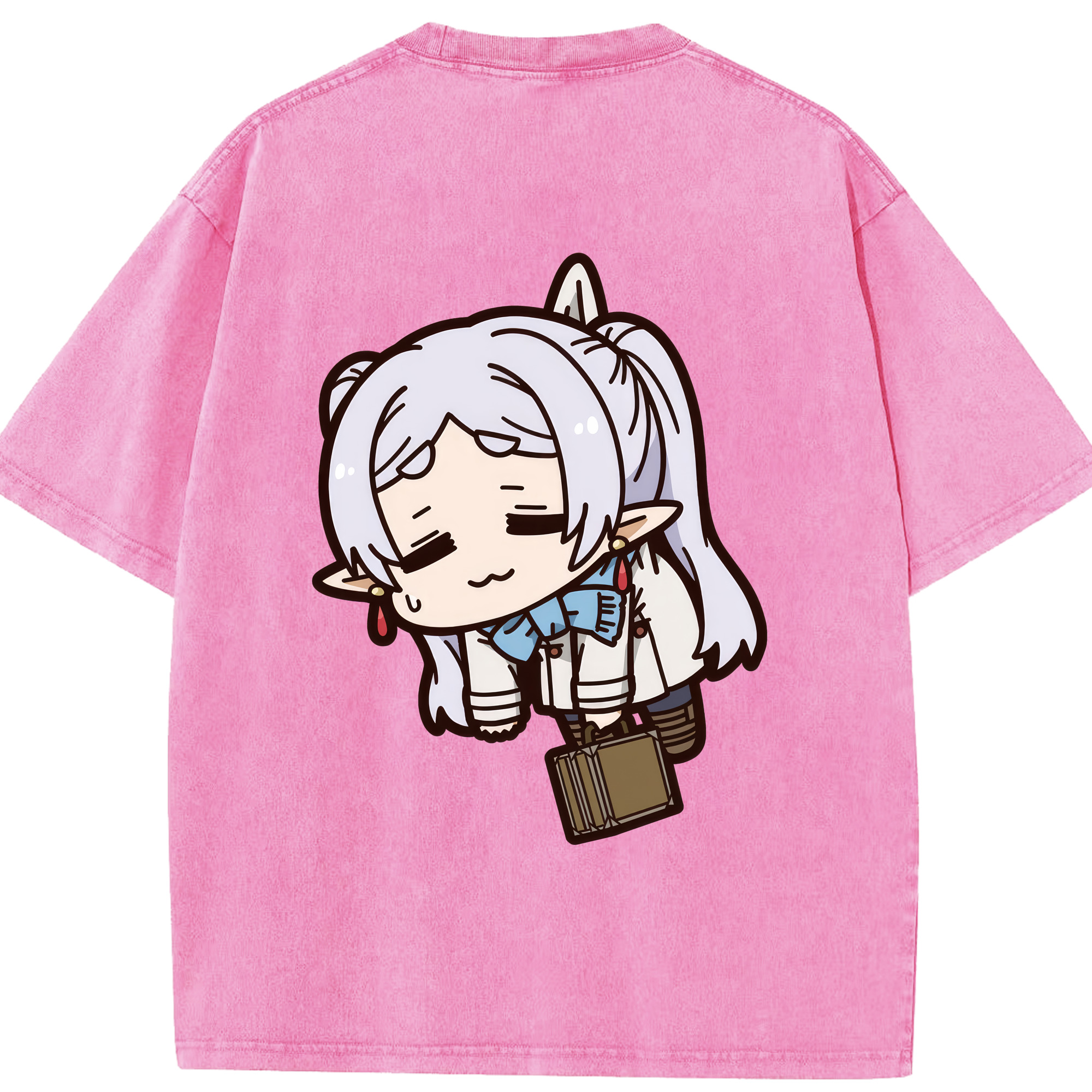 （画像用） 葬送のフリーレン Frieren 綿100% ヴィンテージ風 半袖Tシャツ（背面プリント）